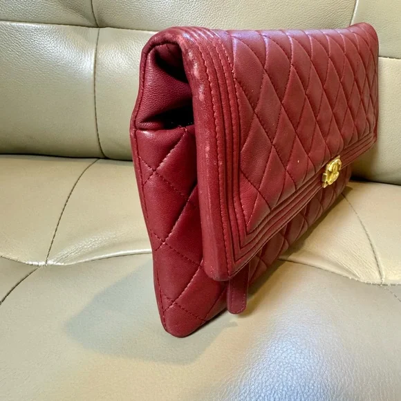 Sold ❌ Chanel Le Boy soft fold over CC clutch bag lambskin - Picture 6 of 13